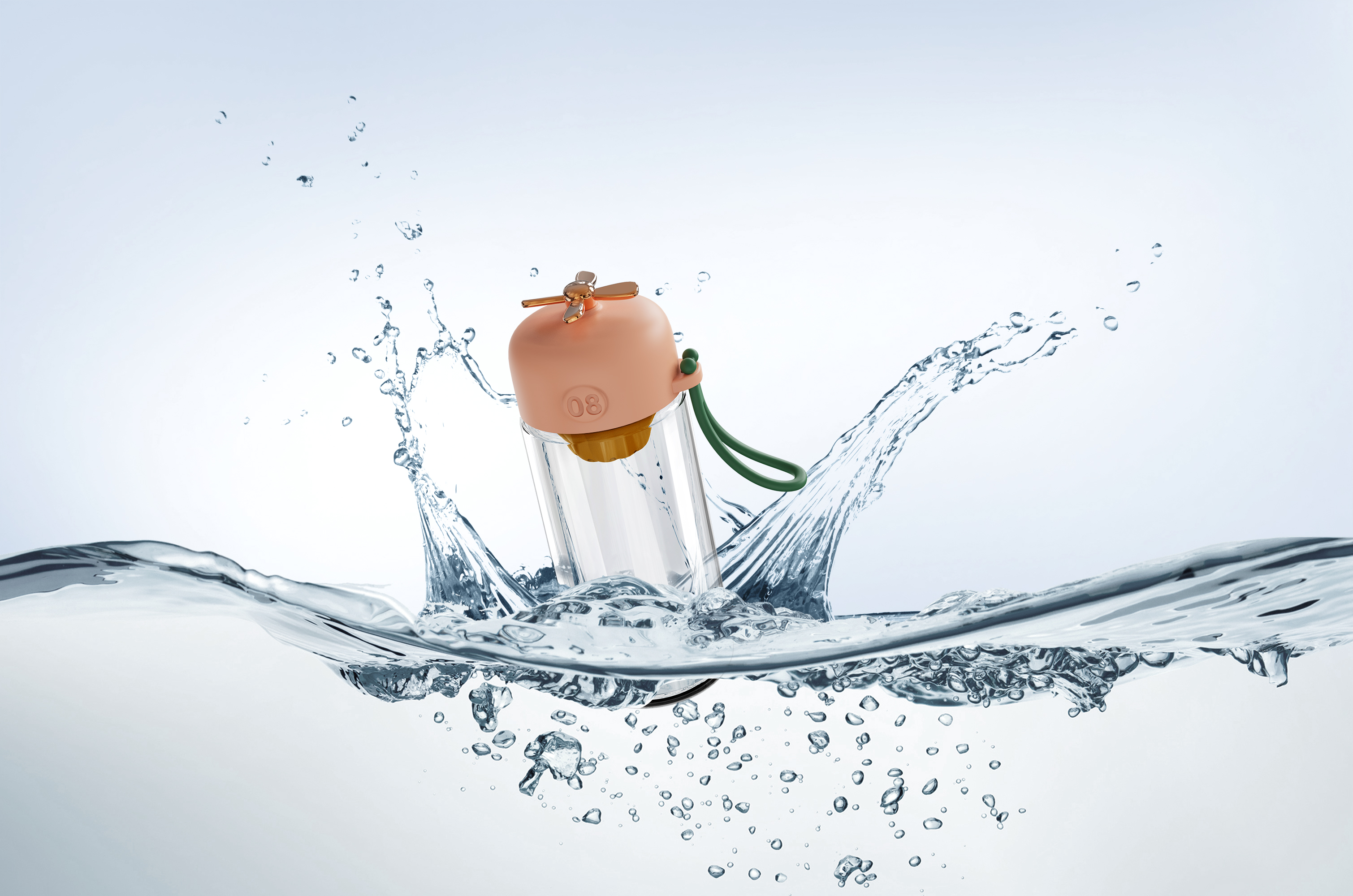 Water cup，flower receptacle，lovely，Small plane，silica gel，Rope lifting，electroplate，water，