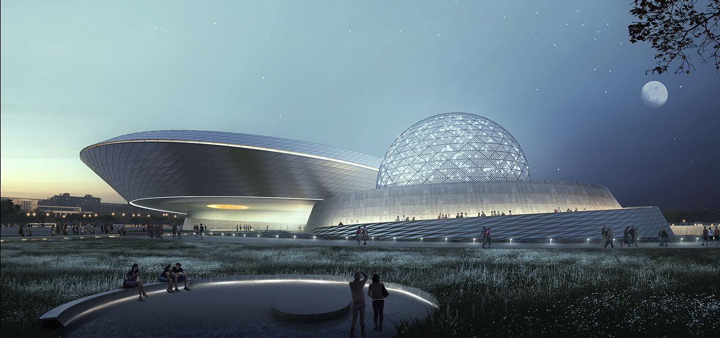 starry sky，planetarium，China，Shanghai，Architectural design，space exploration ，