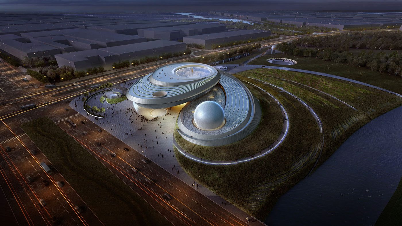 starry sky，planetarium，China，Shanghai，Architectural design，space exploration ，
