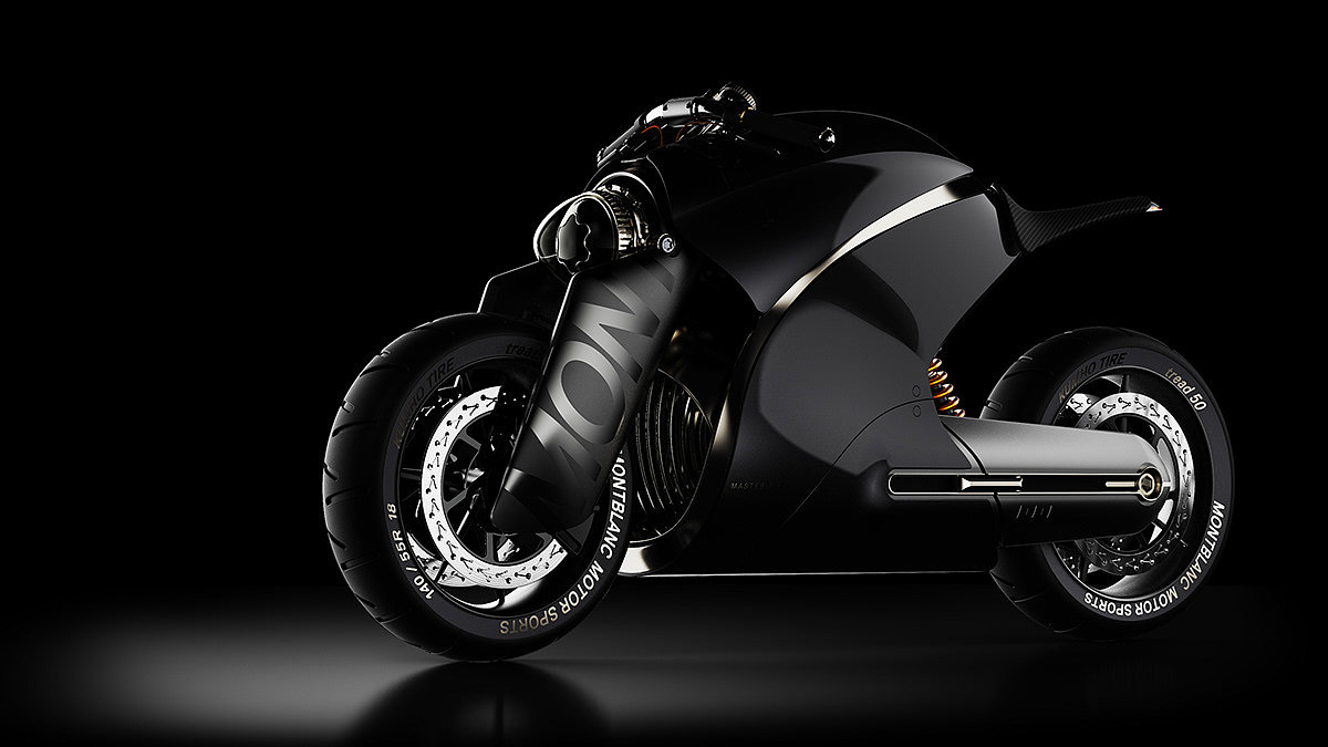motorcycle，摩托车设计，黑色，