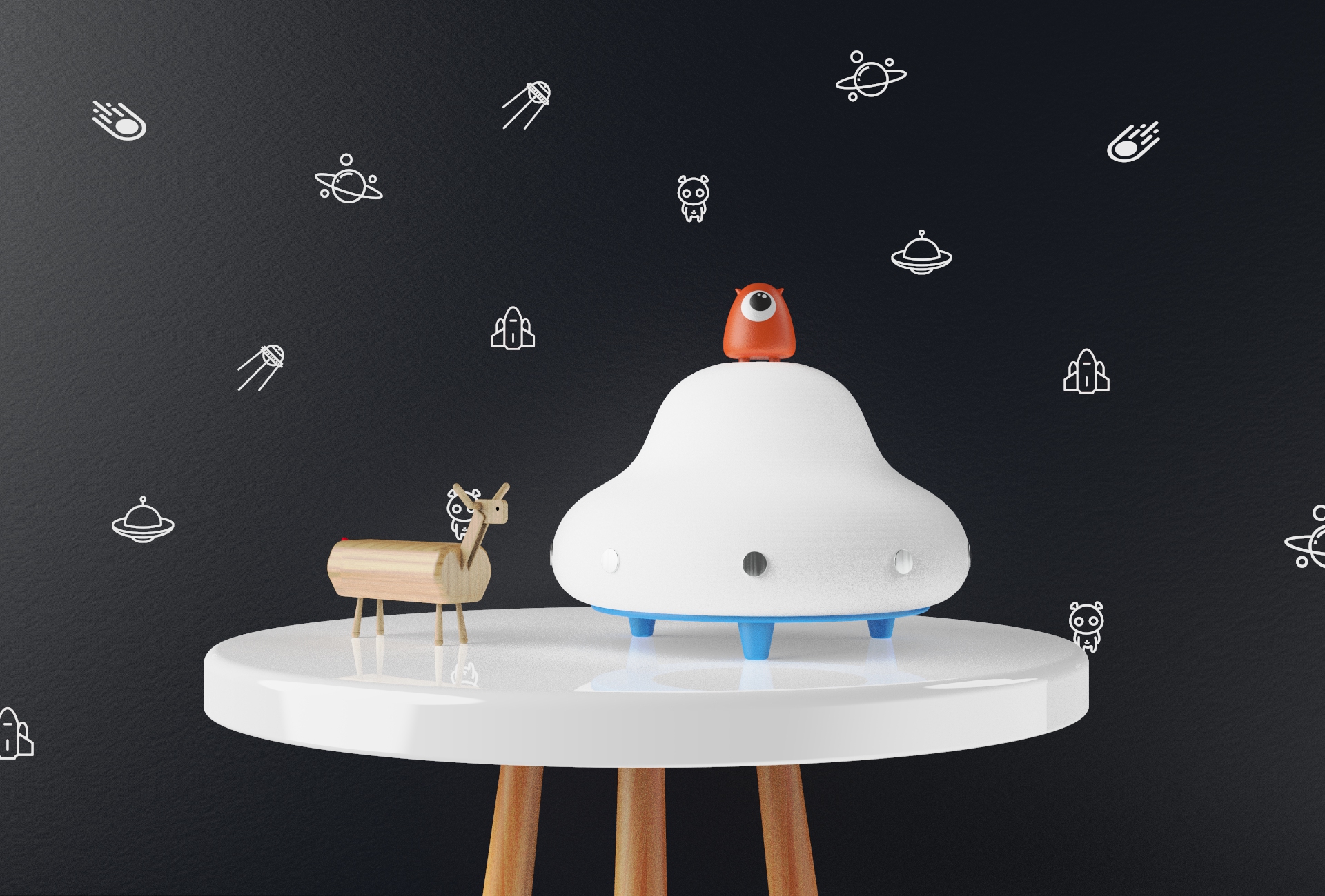 Night light，Flying saucer，Children's products，lovely，alien，