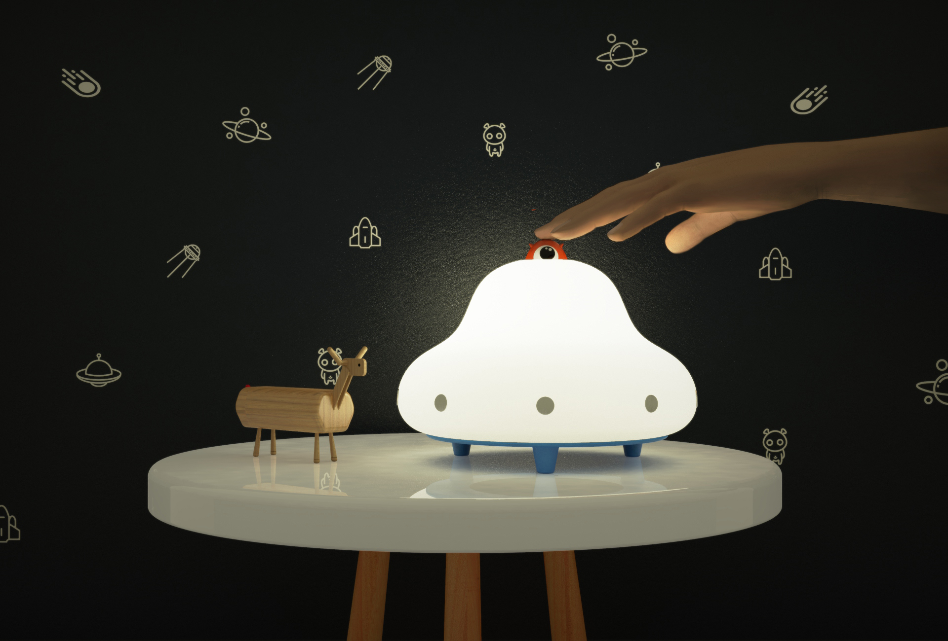 Night light，Flying saucer，Children's products，lovely，alien，