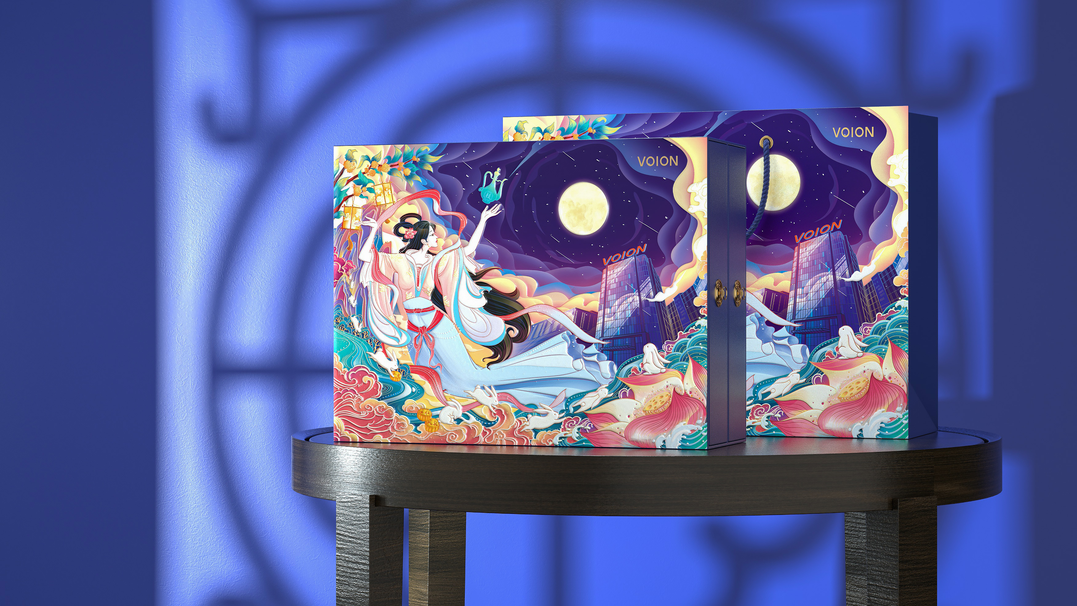 Mid-autumn Festival，packing design，Gift box，Chang'e，Moon Cake，