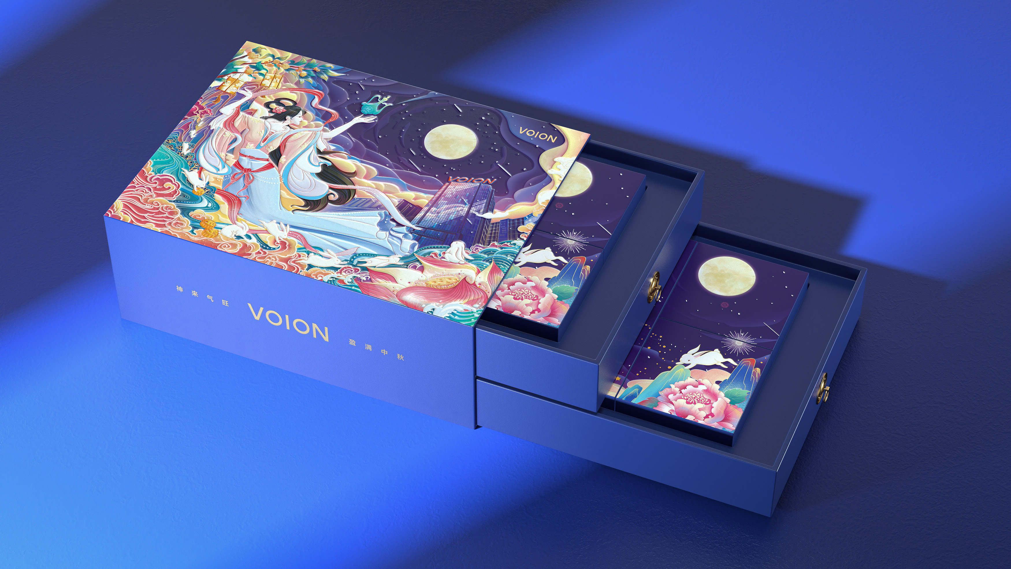 Mid-autumn Festival，packing design，Gift box，Chang'e，Moon Cake，