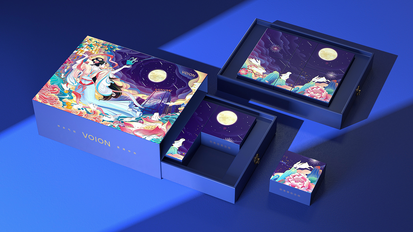 Mid-autumn Festival，packing design，Gift box，Chang'e，Moon Cake，