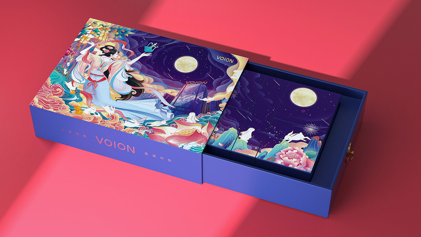 Mid-autumn Festival，packing design，Gift box，Chang'e，Moon Cake，