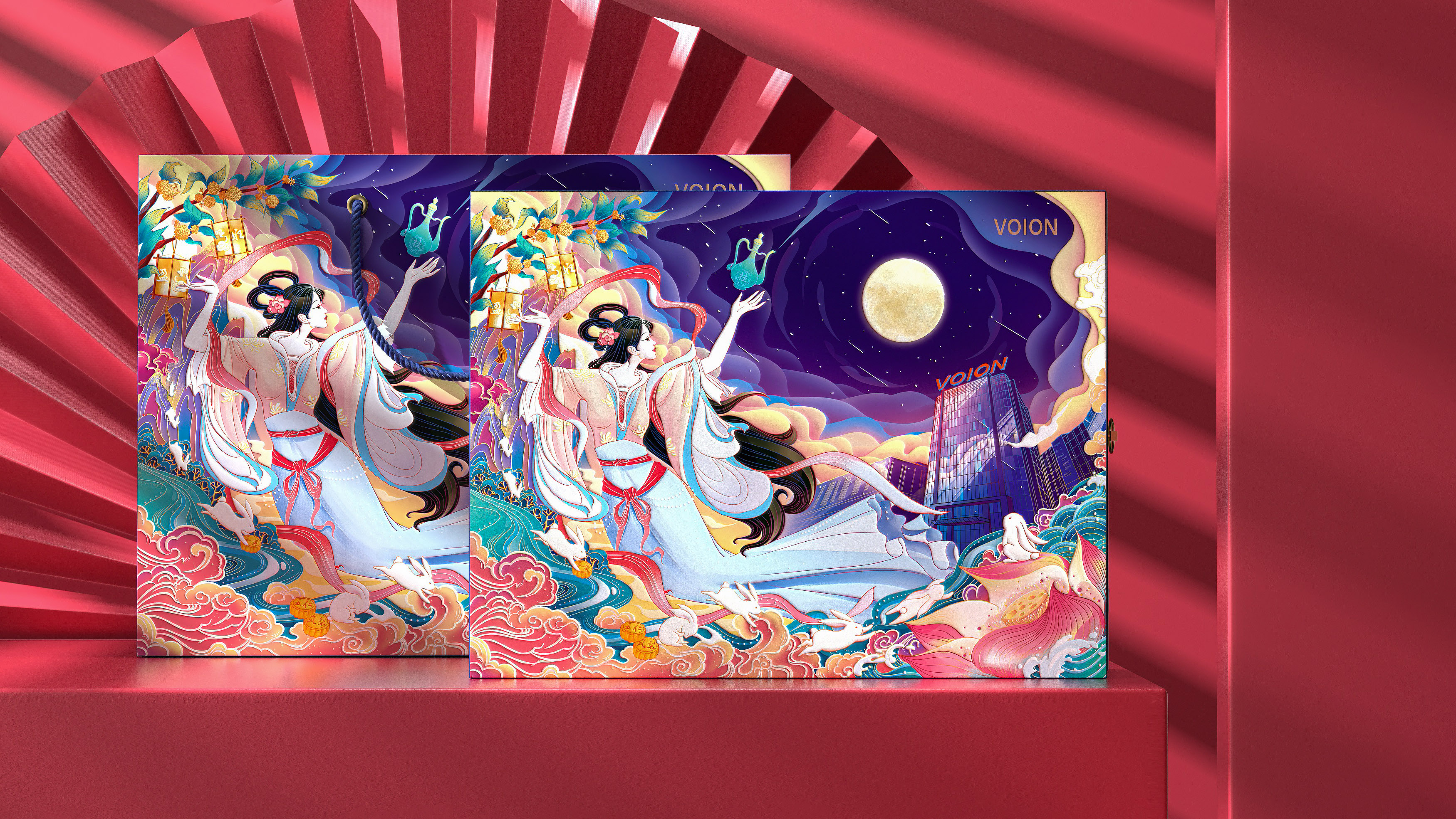 Mid-autumn Festival，packing design，Gift box，Chang'e，Moon Cake，