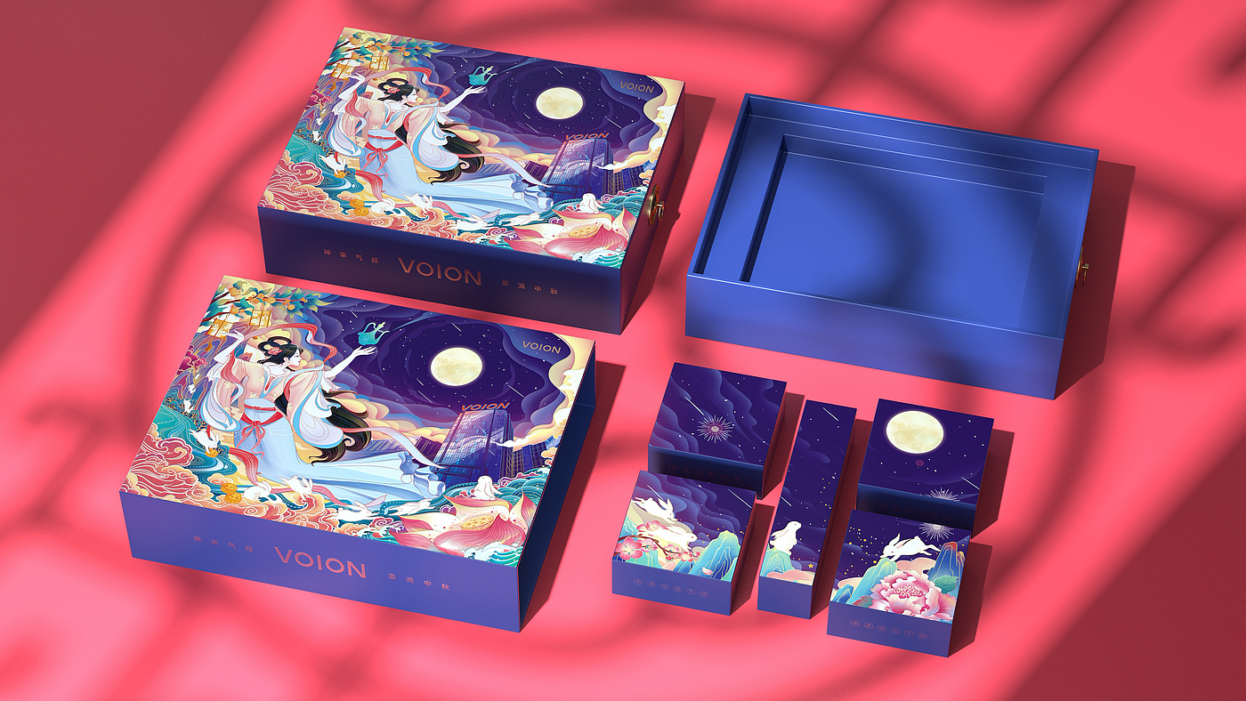 Mid-autumn Festival，packing design，Gift box，Chang'e，Moon Cake，