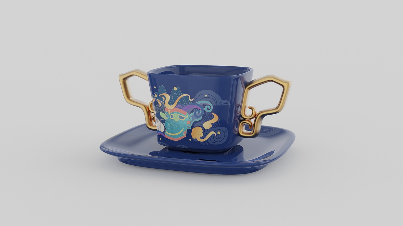 tea set，Water cup，Sanxingdui，museum，Cultural creation，