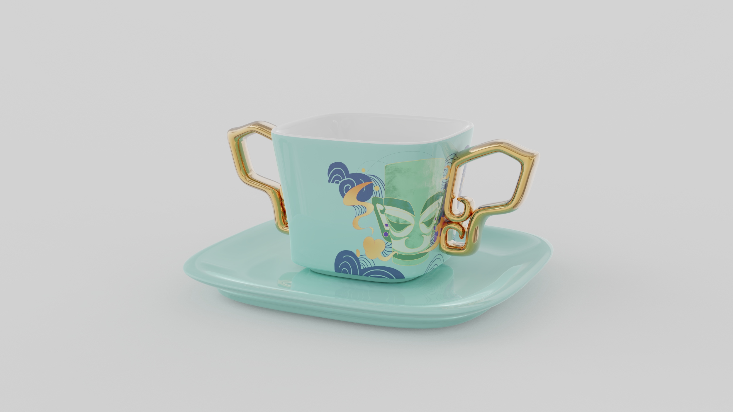 tea set，Water cup，Sanxingdui，museum，Cultural creation，