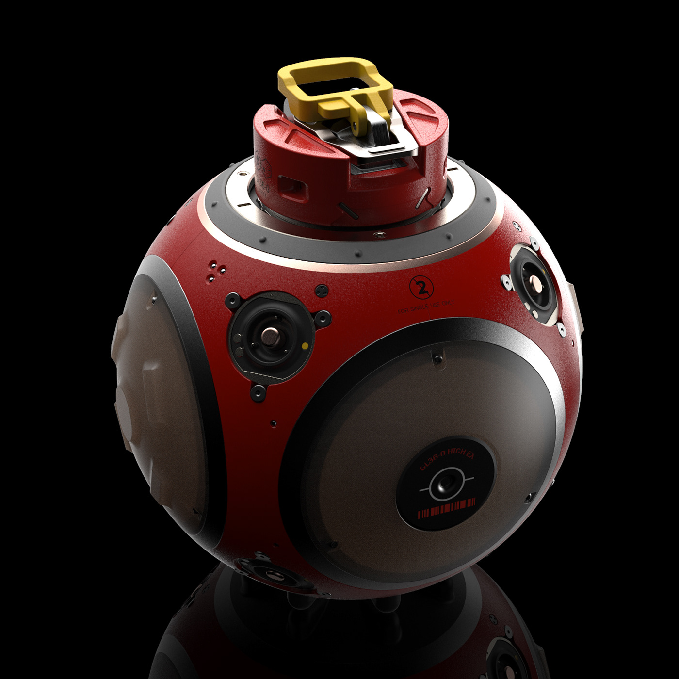 grenade，arms，3D modeling，conceptual design，Render，
