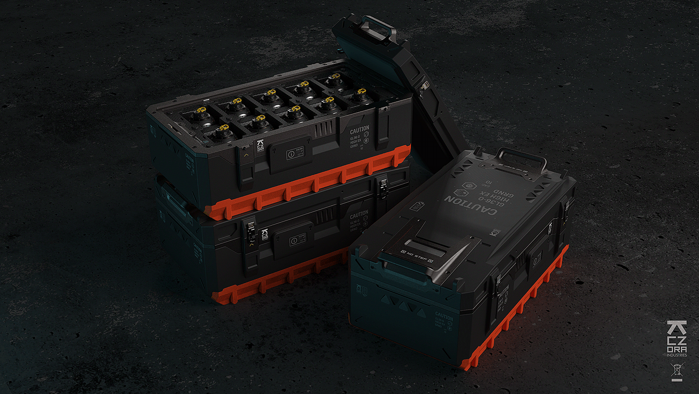 case，Weapon box，3D modeling，Military equipment，conceptual design，