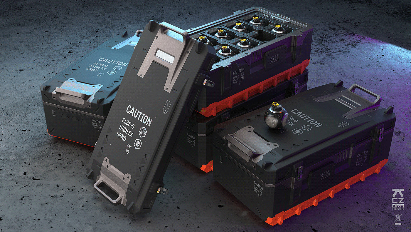 case，Weapon box，3D modeling，Military equipment，conceptual design，