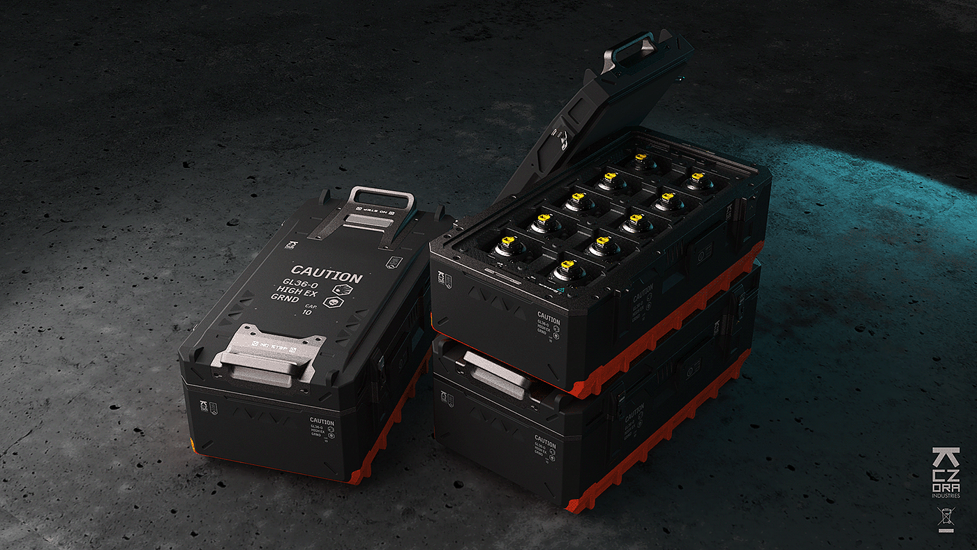 case，Weapon box，3D modeling，Military equipment，conceptual design，