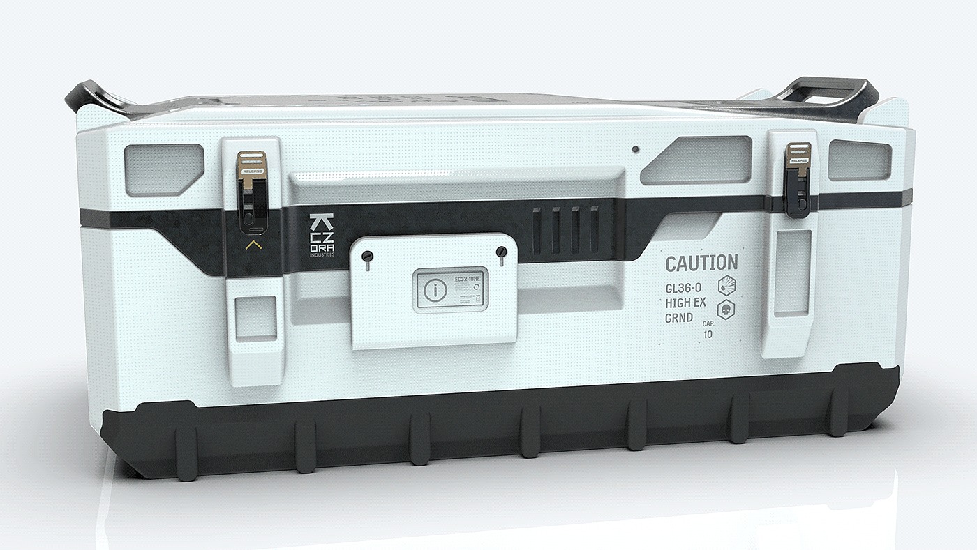 case，Weapon box，3D modeling，Military equipment，conceptual design，