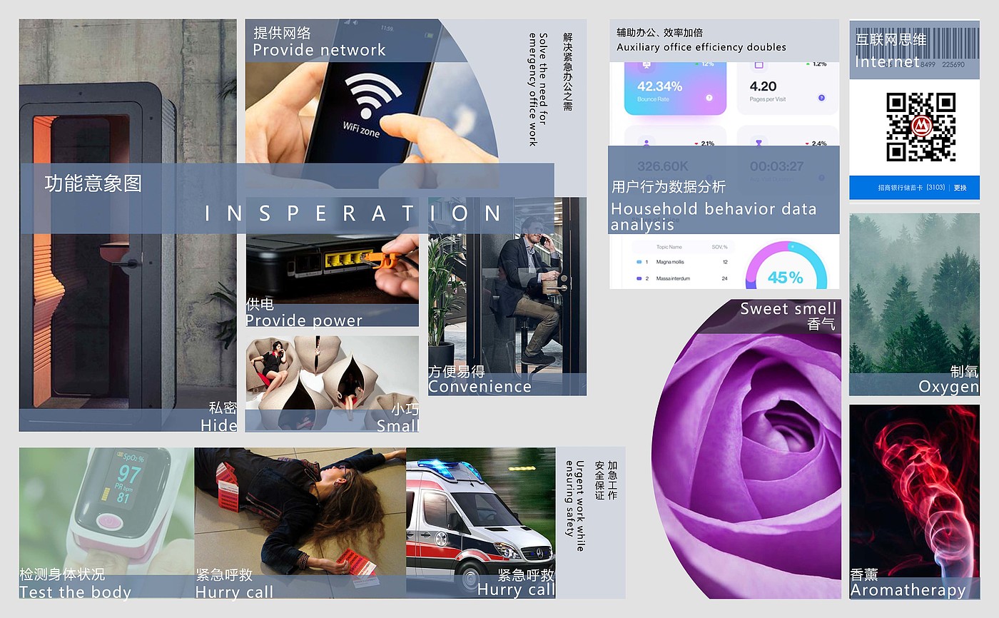 共享，工作空间，机场，无线，电源，办公设备，概念设计，
