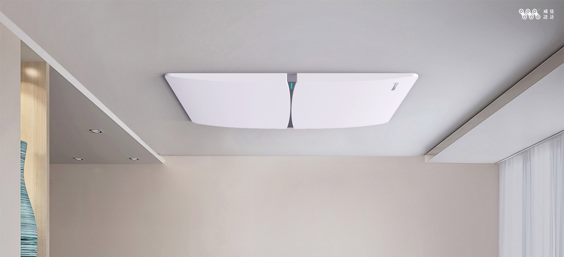 Fresh air fan design，Ceiling type，Appearance design，