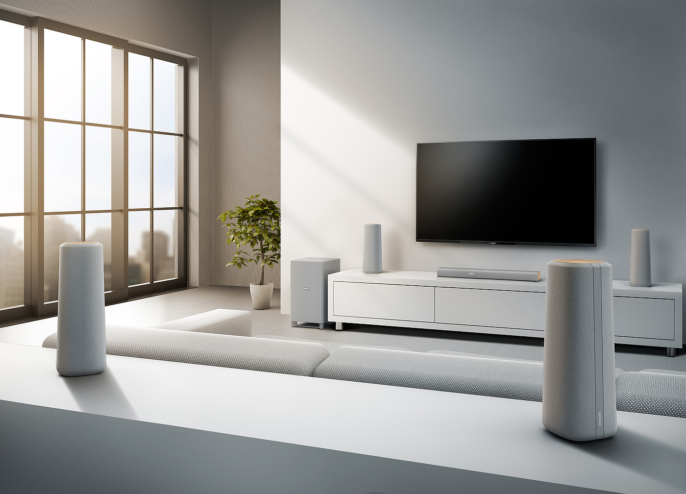 Philips，Home theater，sound，black，grey，
