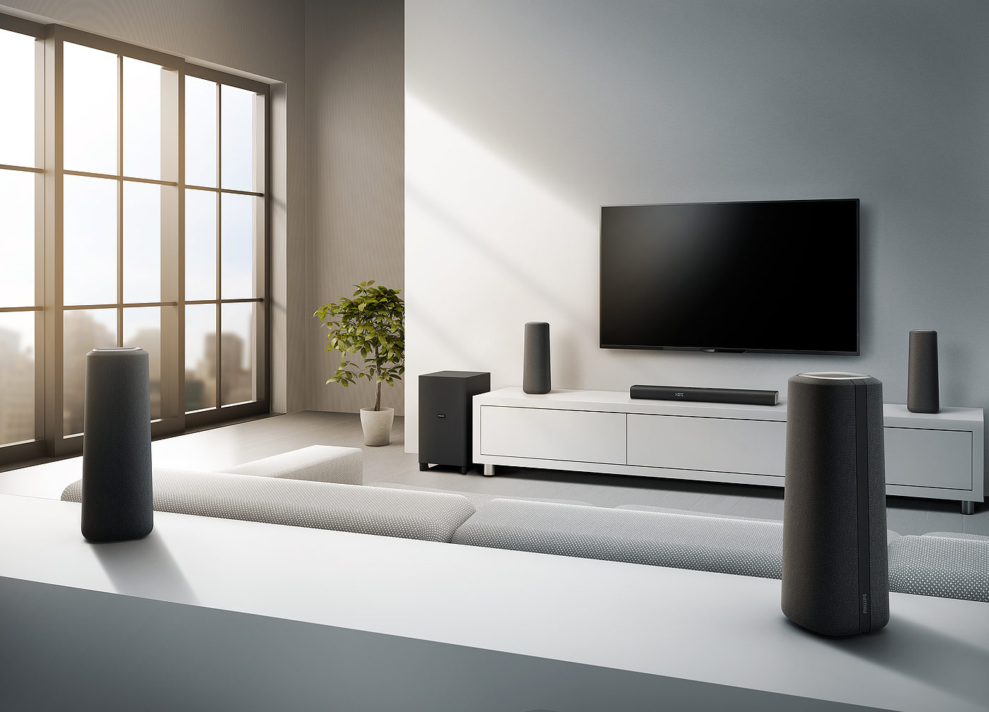 Philips，Home theater，sound，black，grey，