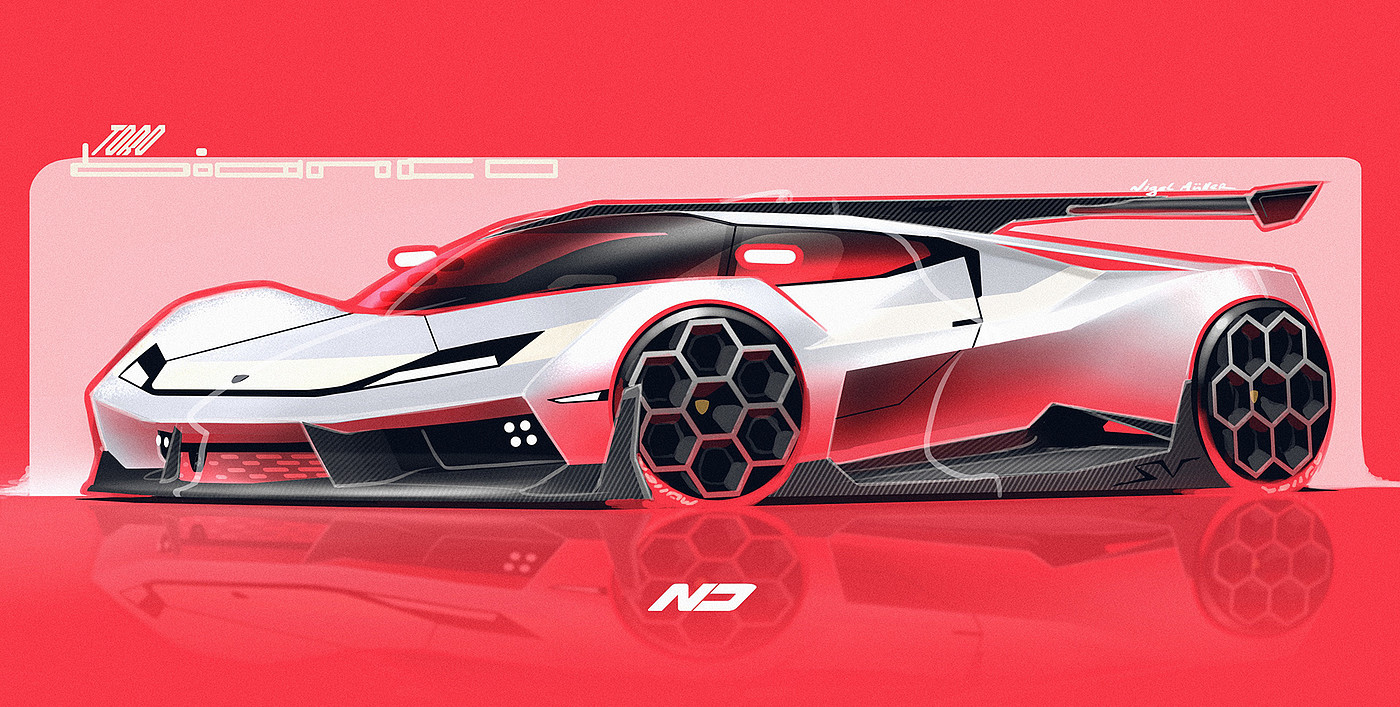 Hand drawn car，2d rendering，Works of foreign designers，ps，sketchbook，Wacom digital board，