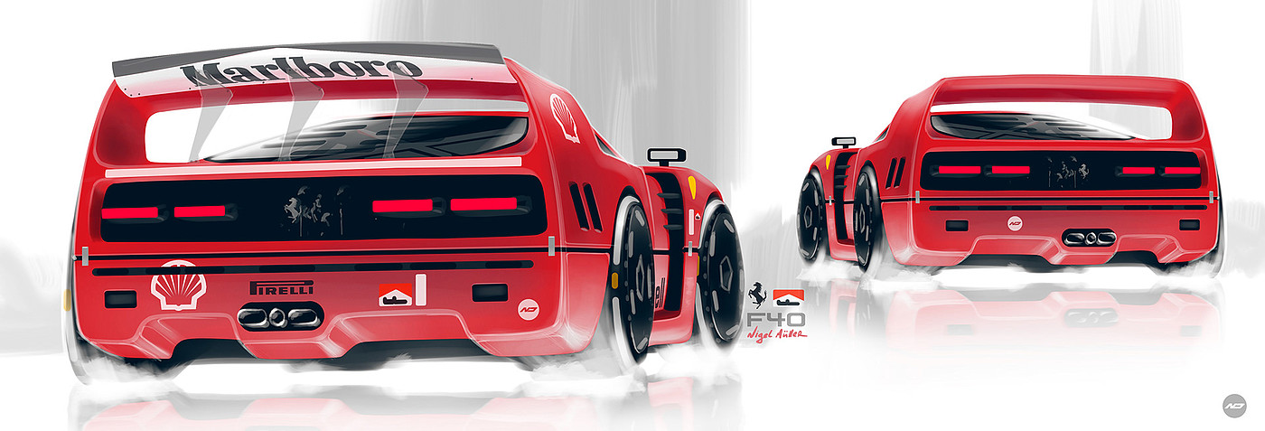 Hand drawn car，2d rendering，Works of foreign designers，ps，sketchbook，Wacom digital board，