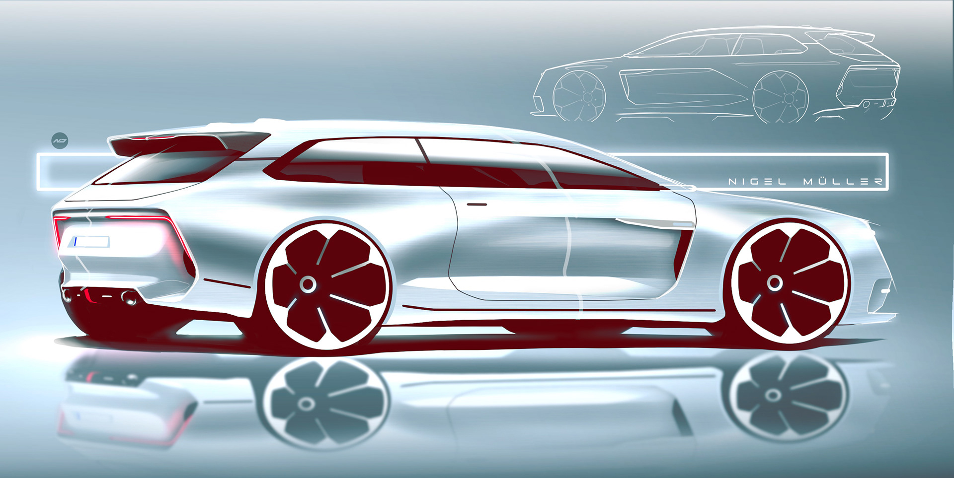 Hand drawn car，2d rendering，Works of foreign designers，ps，sketchbook，Wacom digital board，
