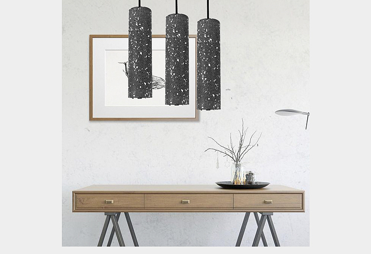 Concrete terrazzo lamp，Cement Chandelier，The other side，