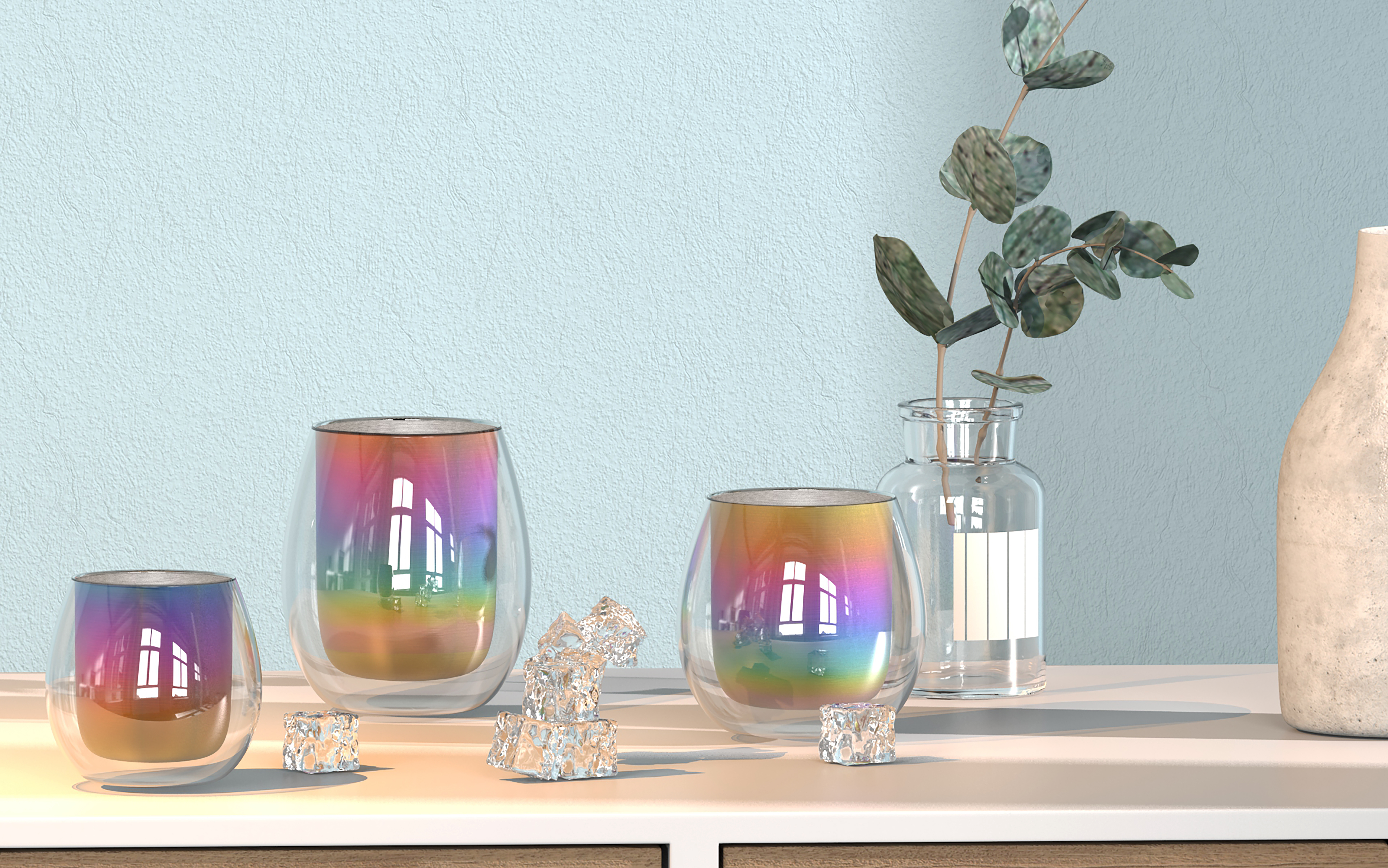 rainbow，Pure titanium，crystal，glass，