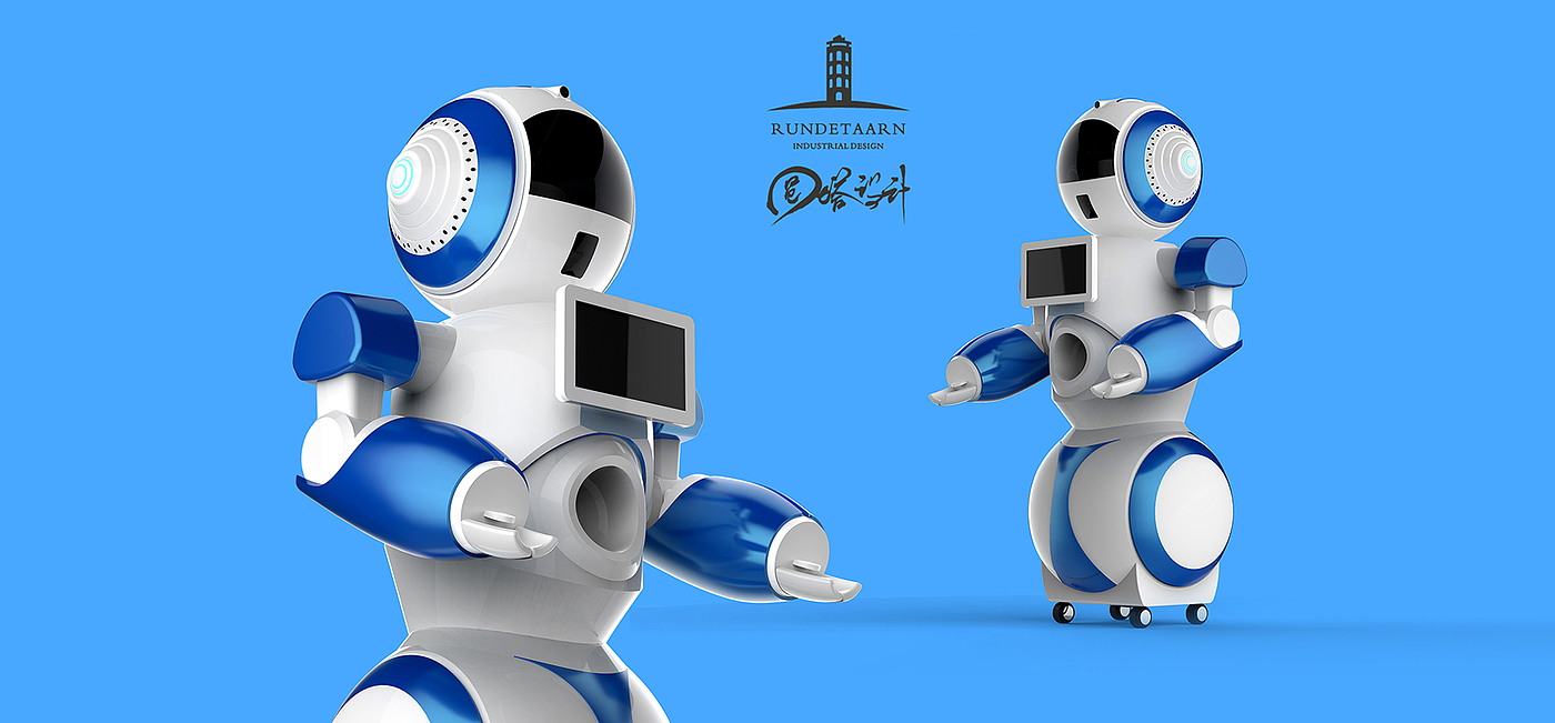 Desktop intelligent robot，Round tower，Design，science and technology，