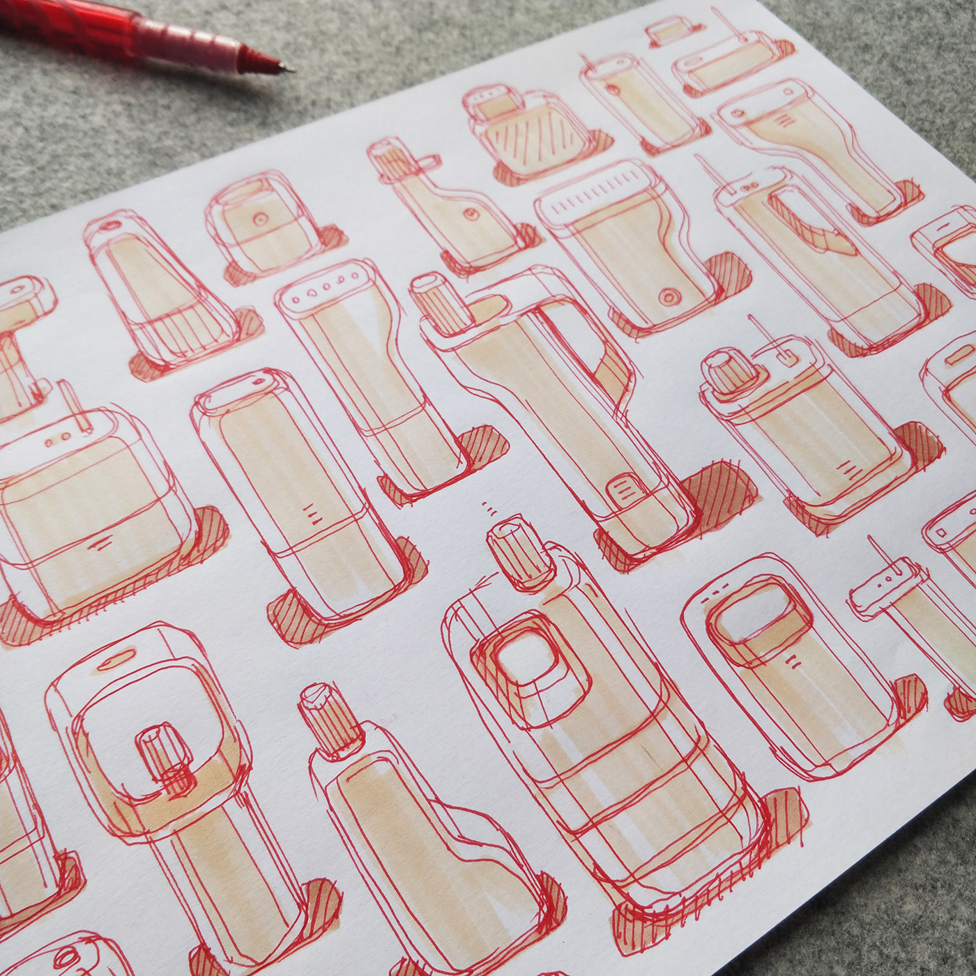 sketch，industrial design，Hand drawn products，