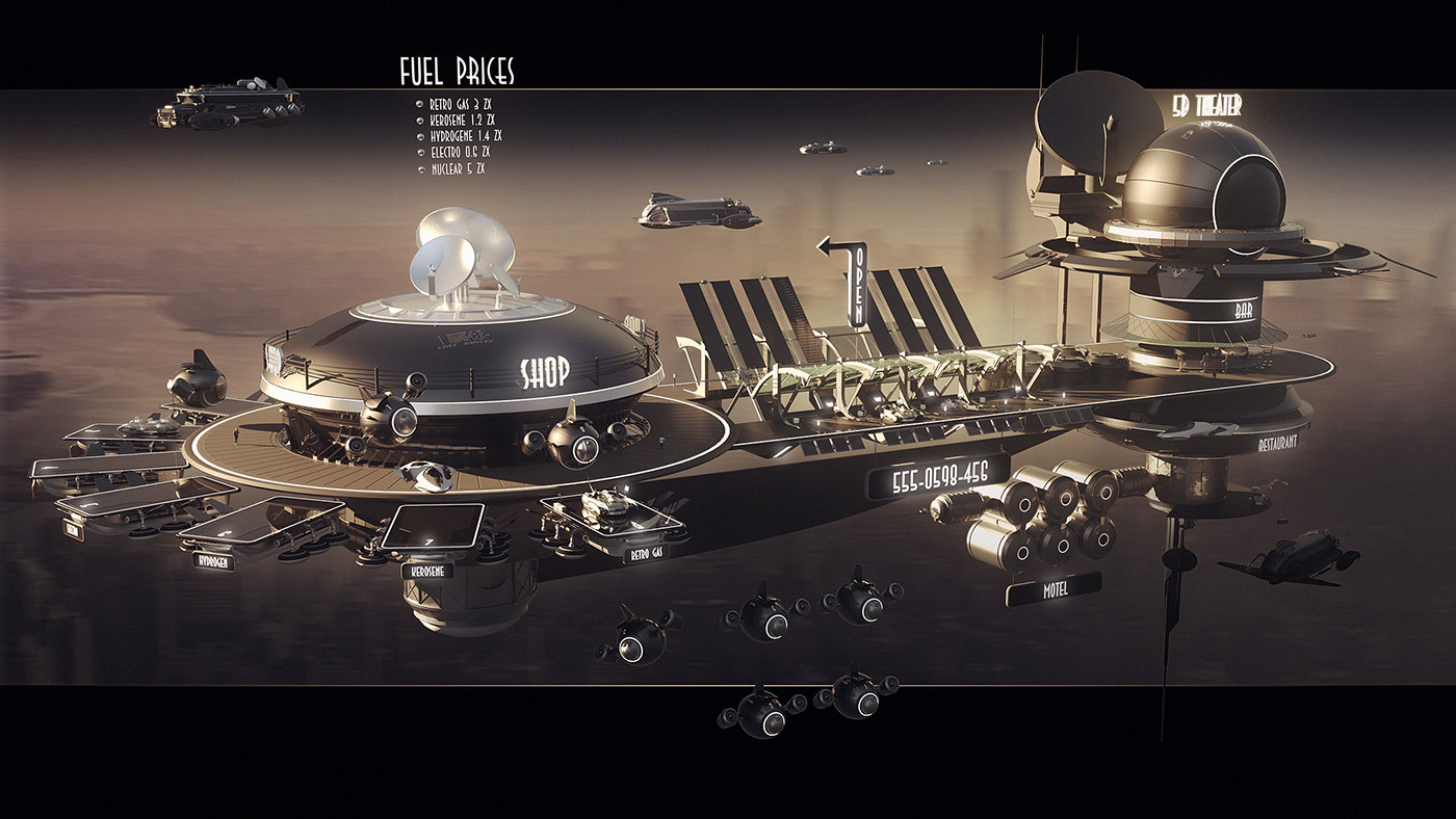three-dimensional model，three-dimensional model，gas station，gas station，science fiction，science fiction，Architecture，Architecture，