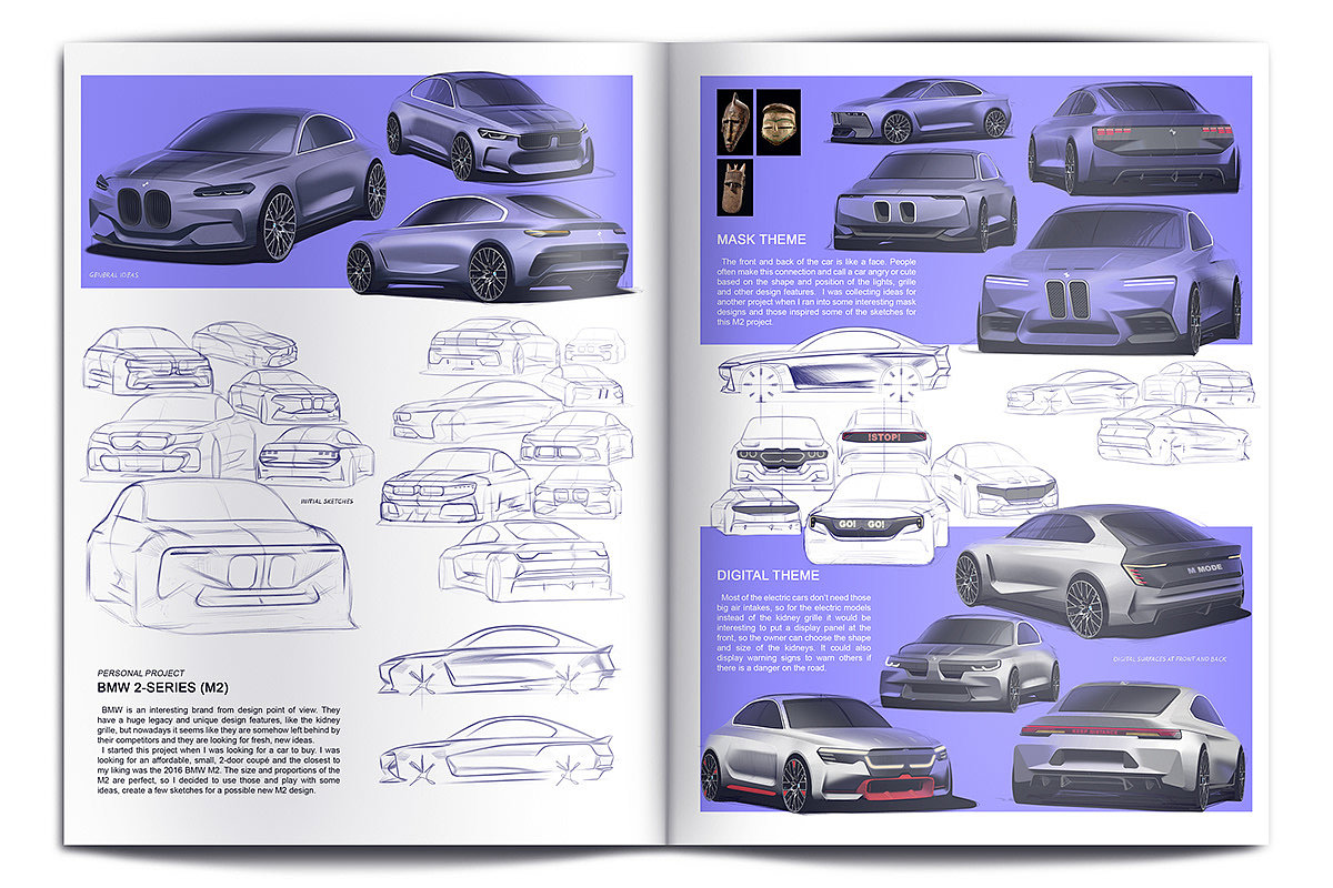 BMW M2，Automobile design，Hand drawn，