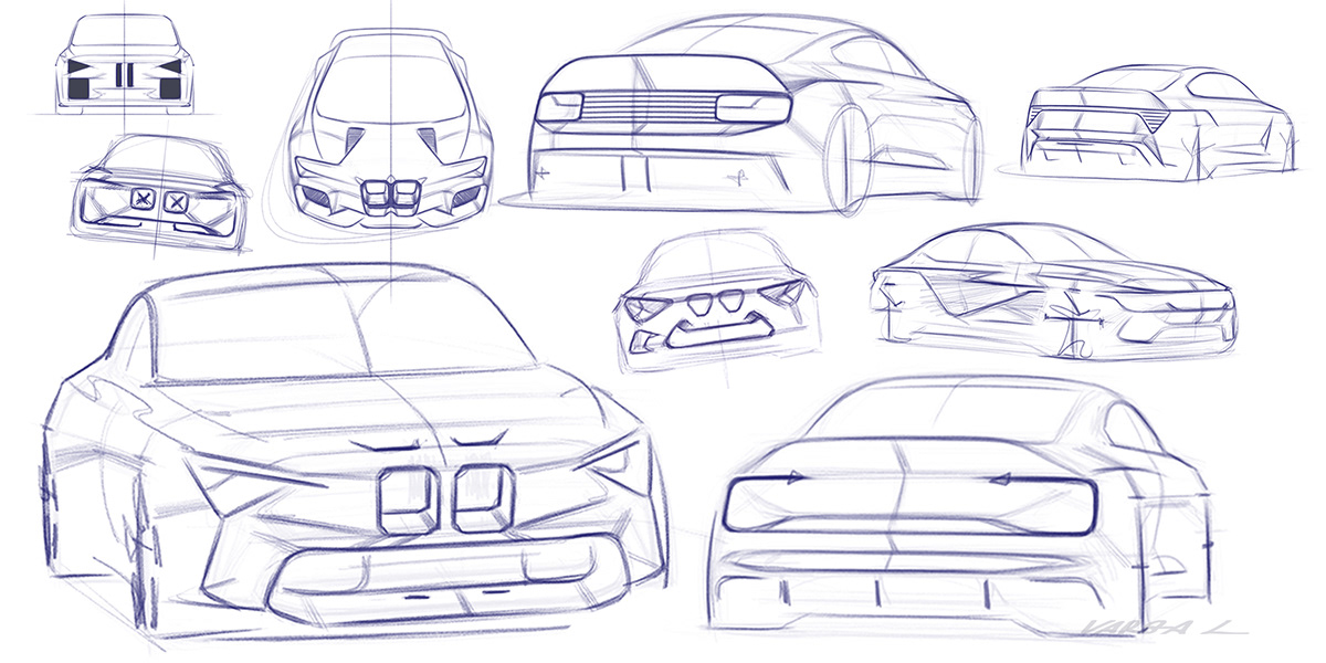 BMW M2，Automobile design，Hand drawn，