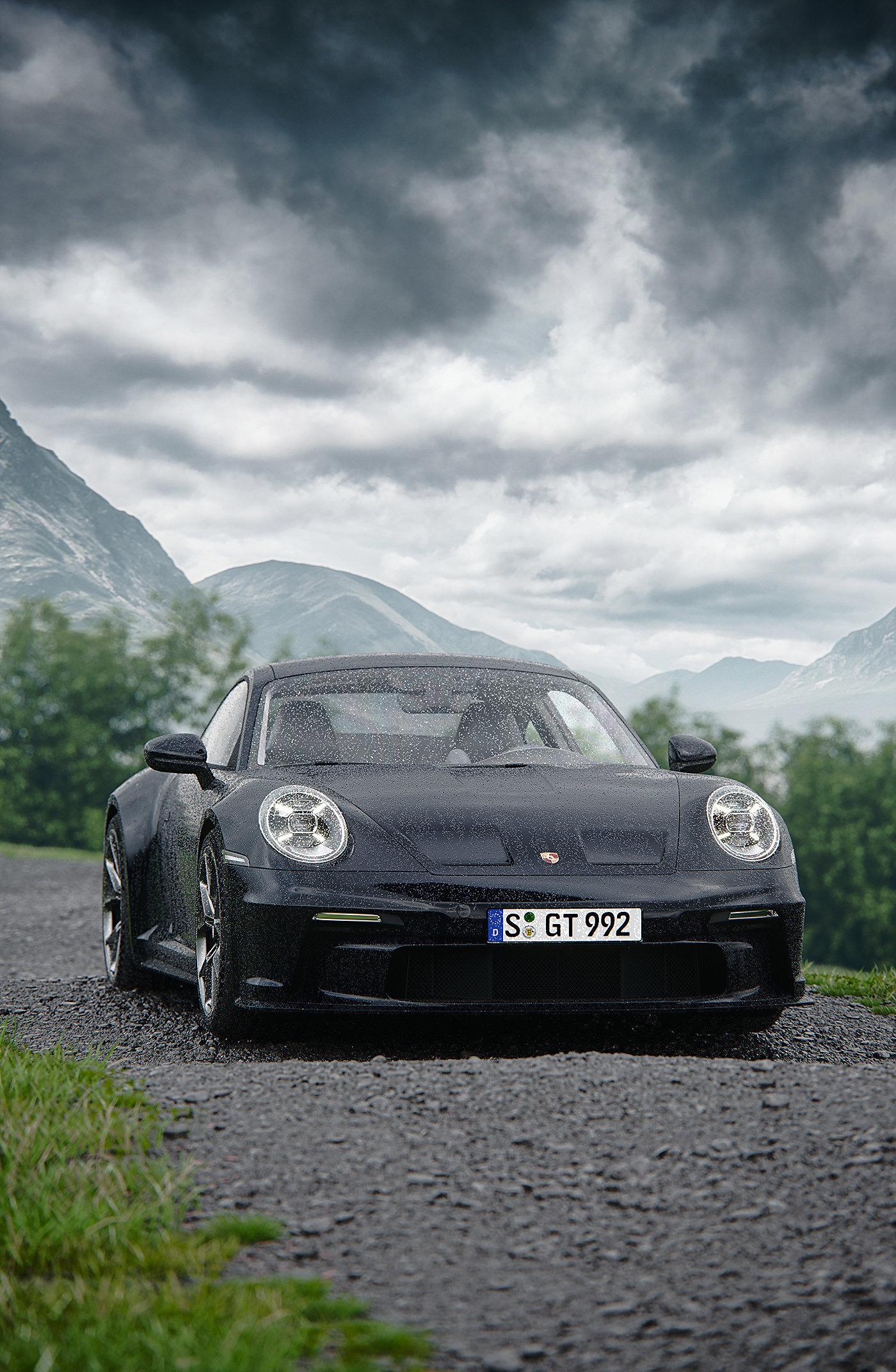 Porsche，black，Luxury car，