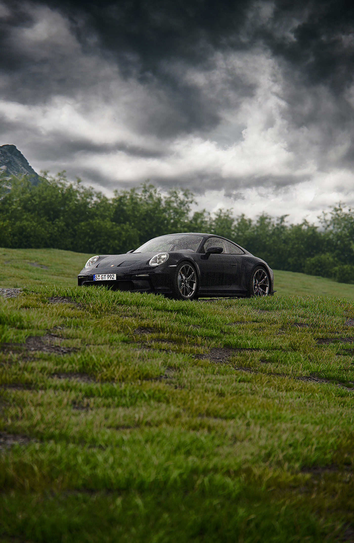 Porsche，black，Luxury car，