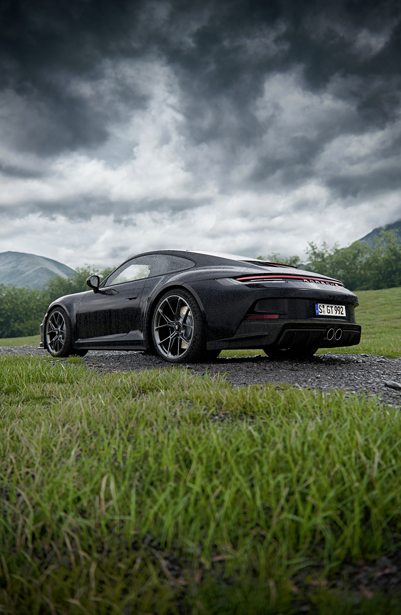 Porsche，black，Luxury car，