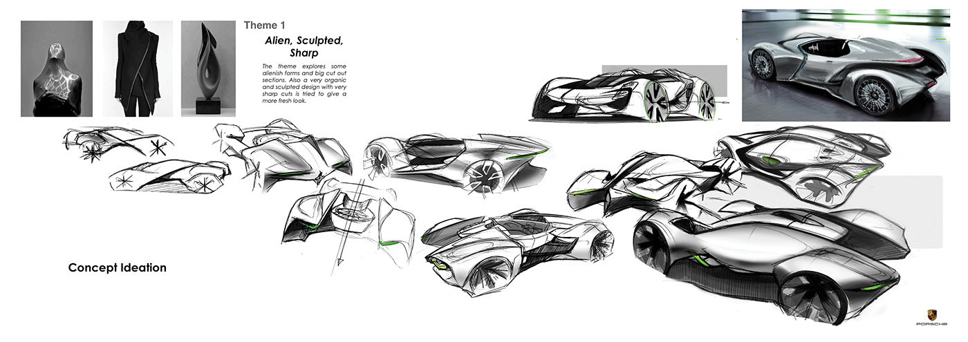 Porsche，automobile，Hand drawn，