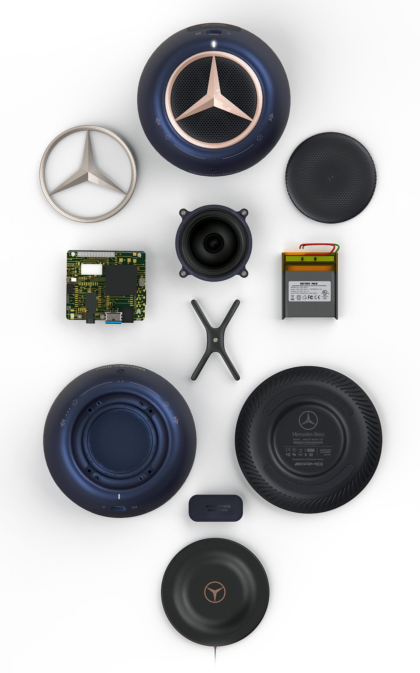 mercedes，Benz，wireless speaker ，loudspeaker box，blue，green，gules，automobile，design language ，