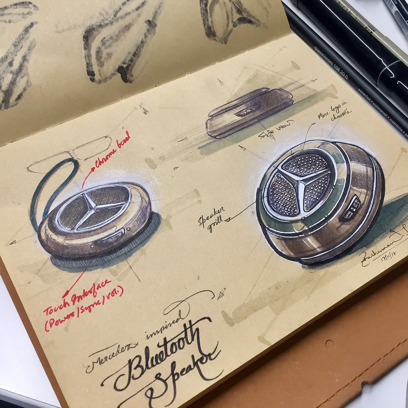 mercedes，Benz，wireless speaker ，loudspeaker box，blue，green，gules，automobile，design language ，