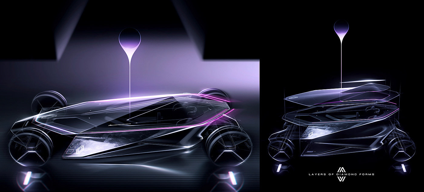 Prism，Automobile design，Hand drawn，