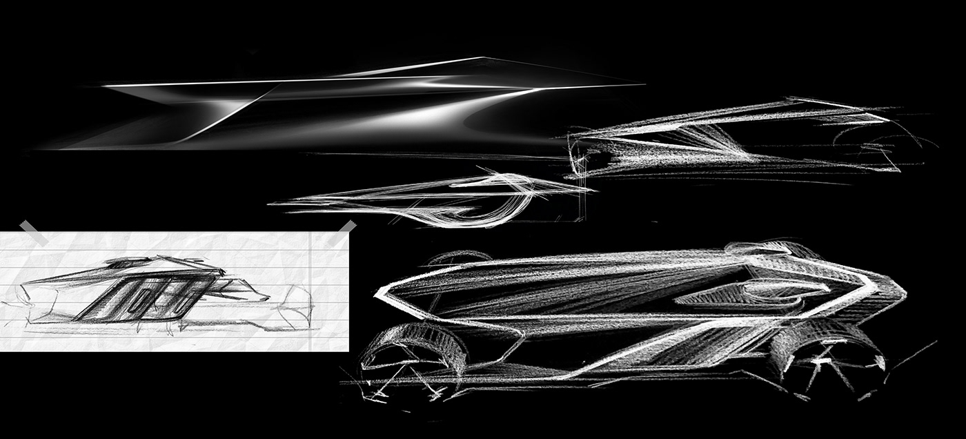 Prism，Automobile design，Hand drawn，