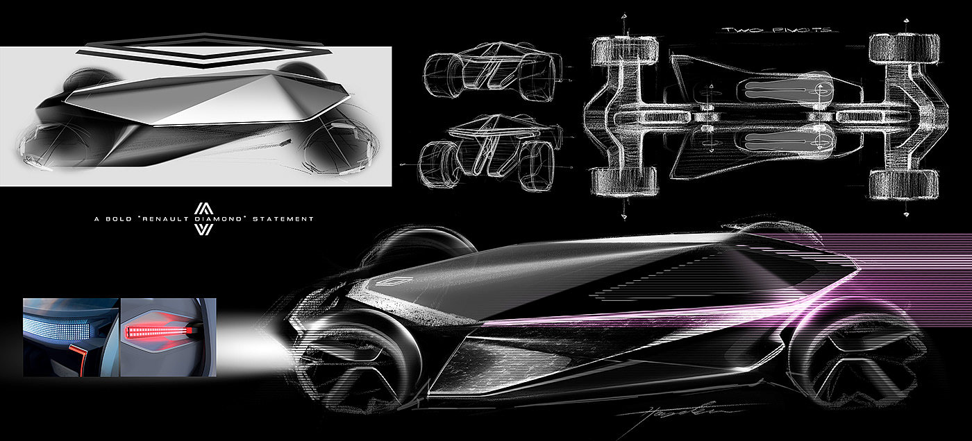 Prism，Automobile design，Hand drawn，