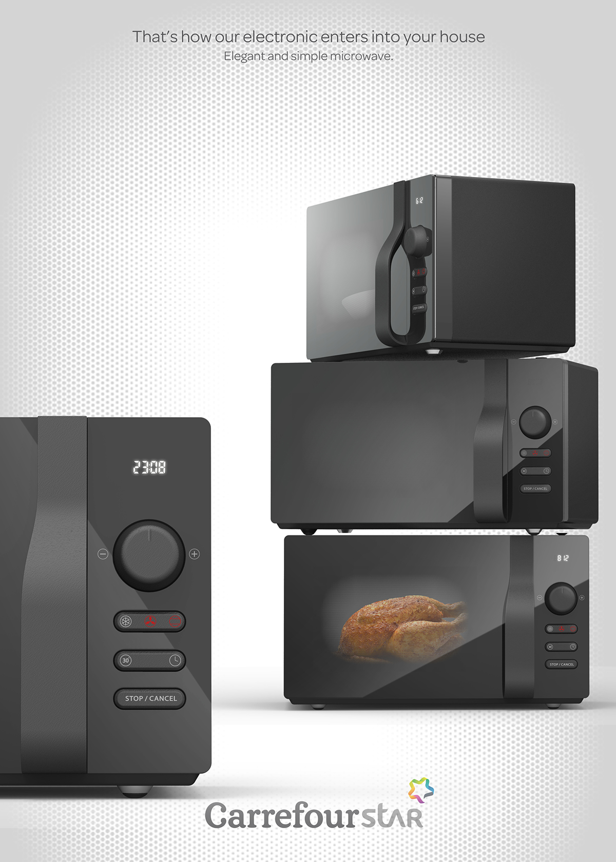 Microwave Oven，Carrefour，France，grace，simple，Easy to use，