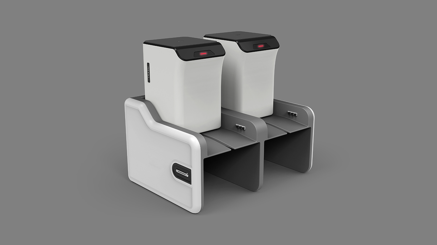 robot，medical care，Design，Round tower，carry，trash can，