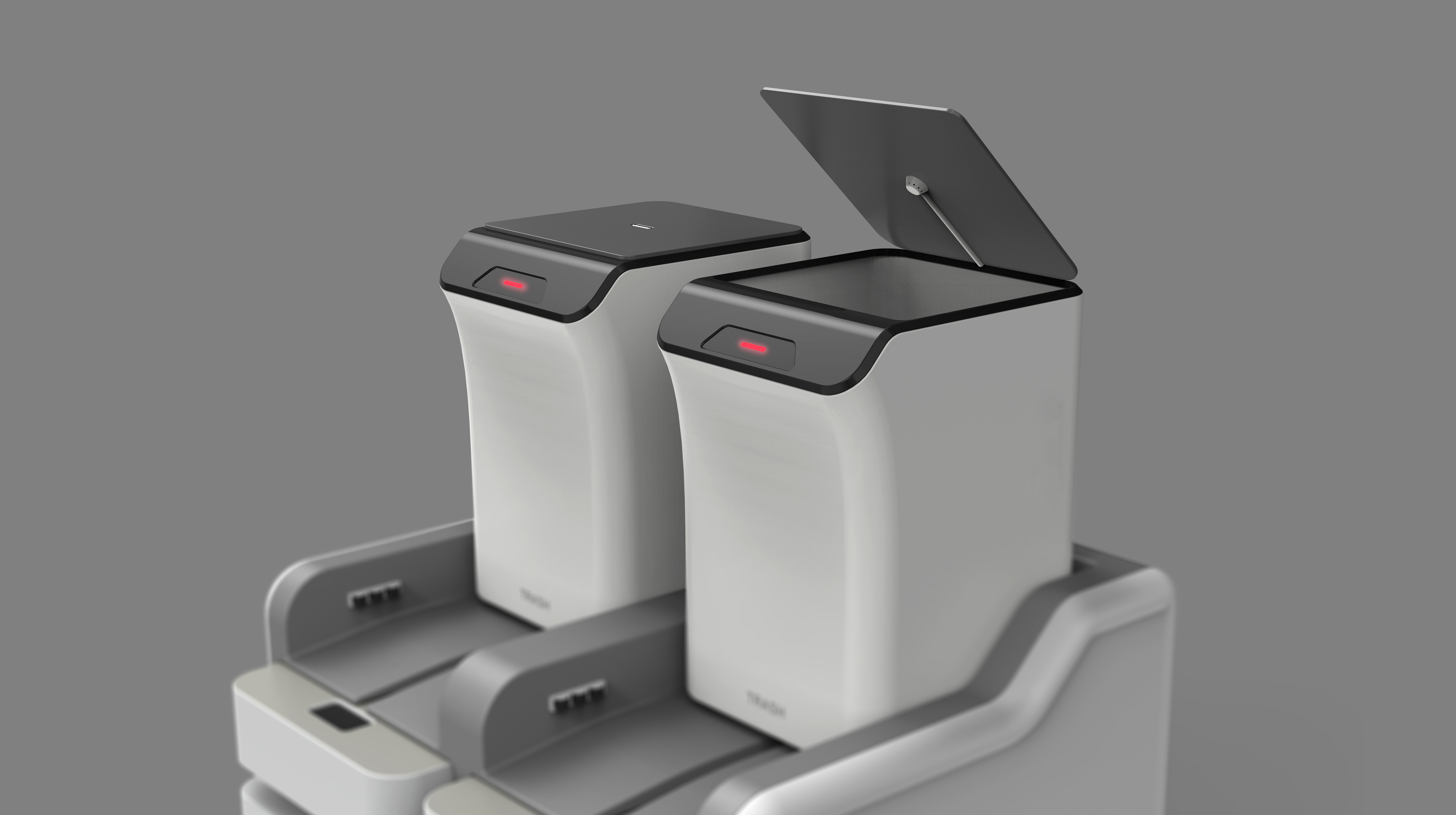 robot，medical care，Design，Round tower，carry，trash can，