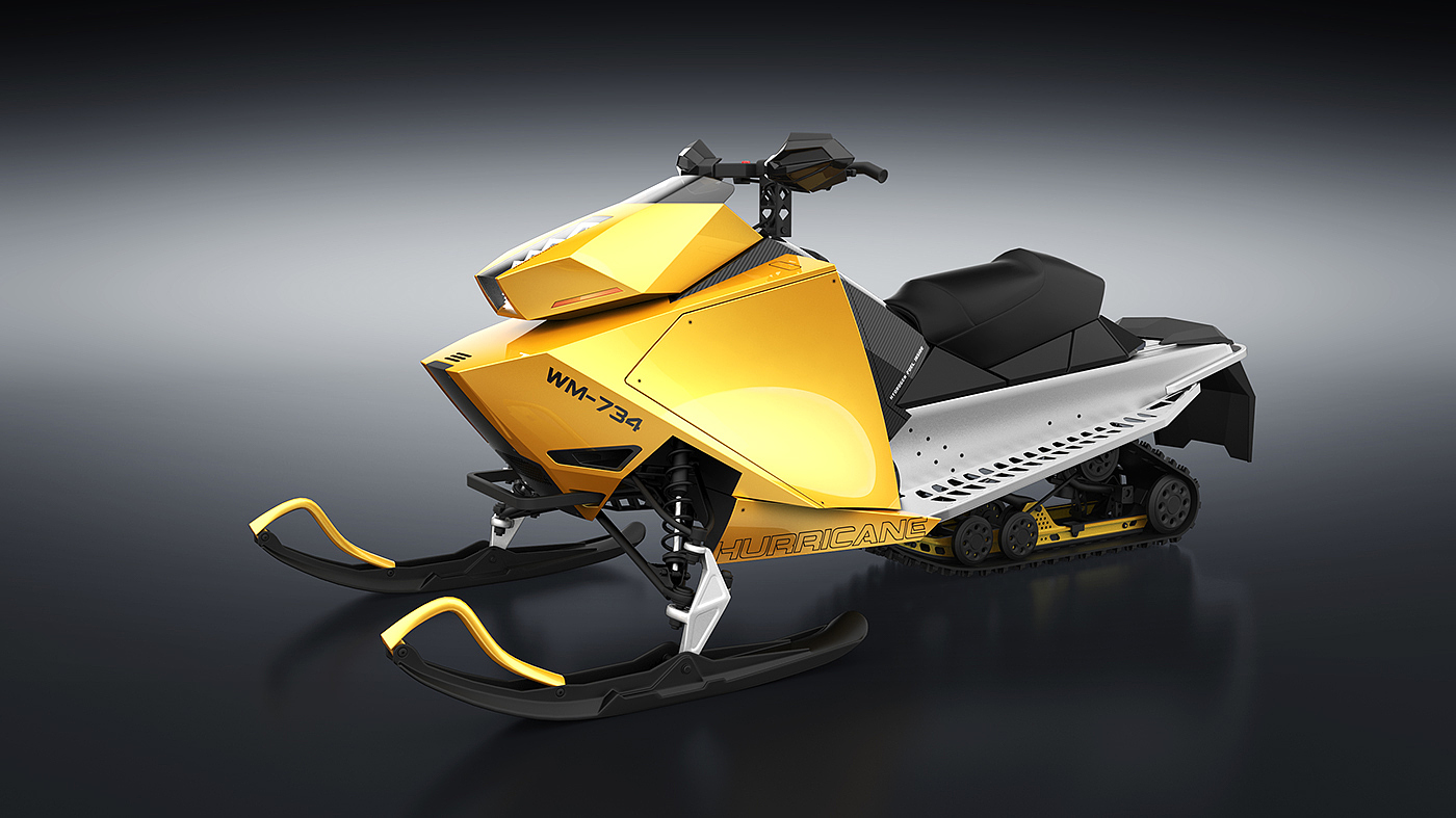 Snow motorcycle，3D modeling，Hydrogen energy，powerful，sharp，