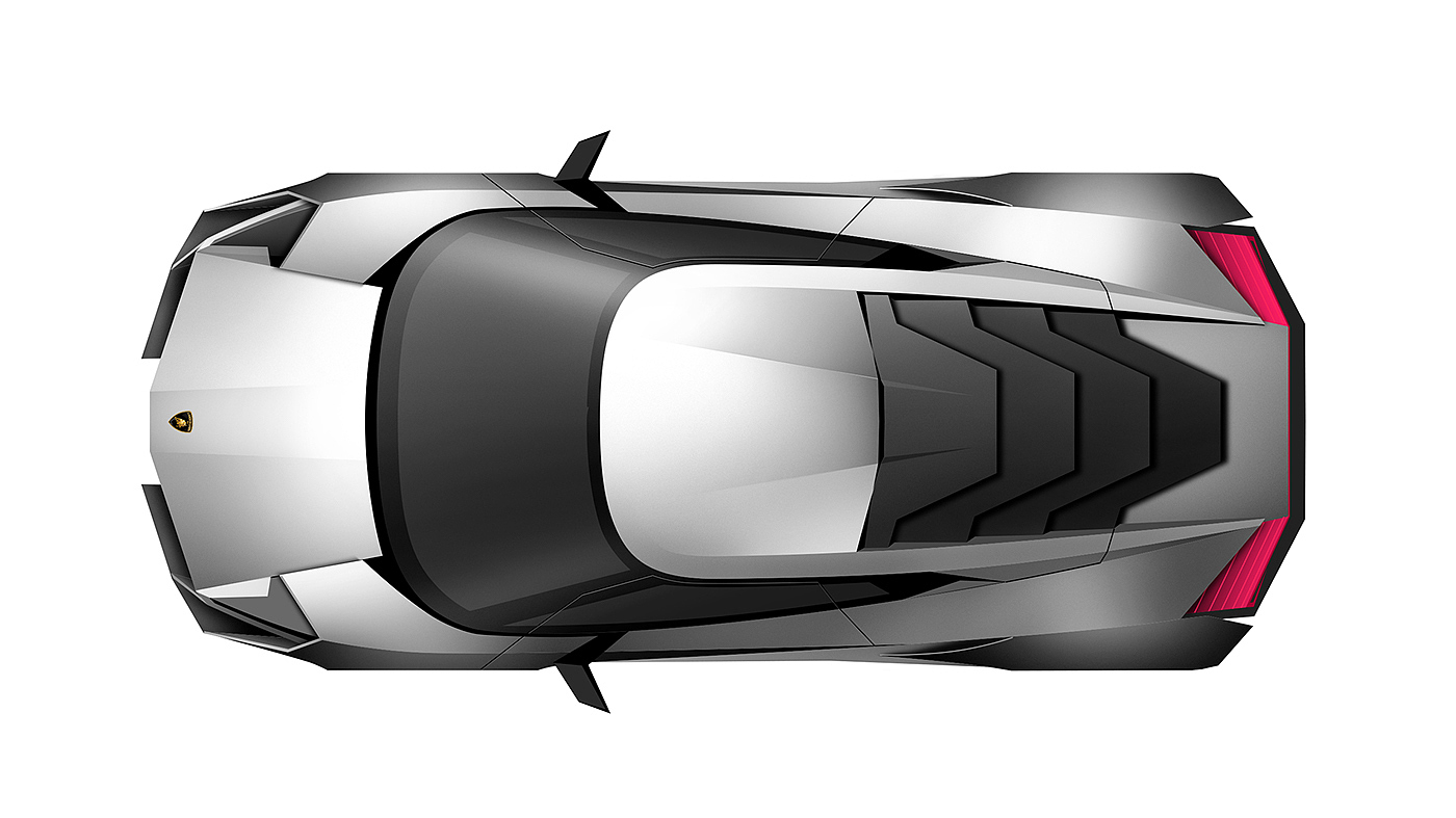 Lamborghini，Concept sports car，yellow，light，Carbon fiber material，Sharp edges and corners，
