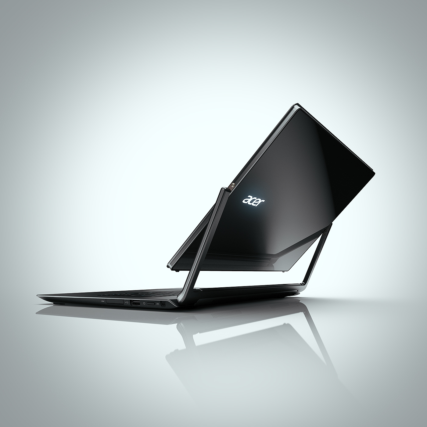 acer，Notebook computer，360 ° flip，black，Model rendering，