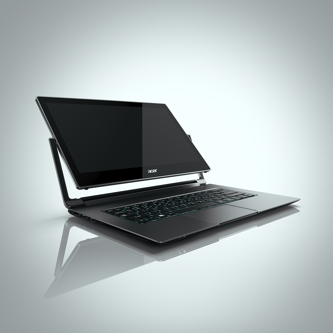 acer，Notebook computer，360 ° flip，black，Model rendering，