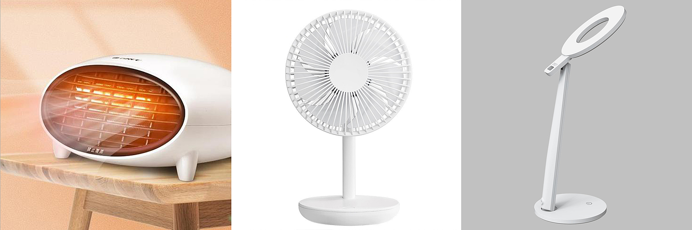 industrial design，Small fan，Desk lamp，Air heater，